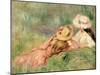 Young Girls on the River Bank-Pierre-Auguste Renoir-Mounted Giclee Print