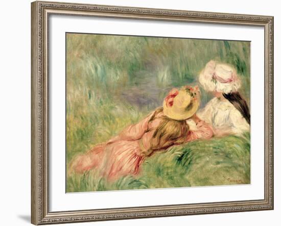 Young Girls on the River Bank-Pierre-Auguste Renoir-Framed Giclee Print