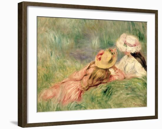 Young Girls on the River Bank-Pierre-Auguste Renoir-Framed Giclee Print