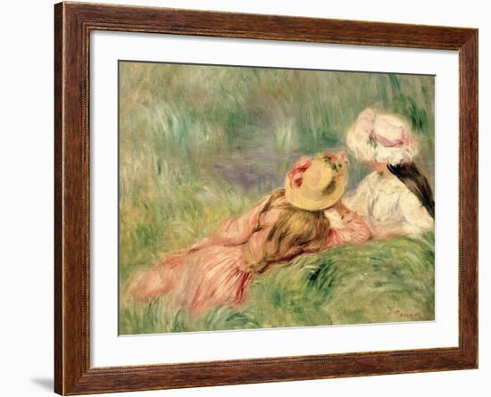 Young Girls on the River Bank-Pierre-Auguste Renoir-Framed Giclee Print