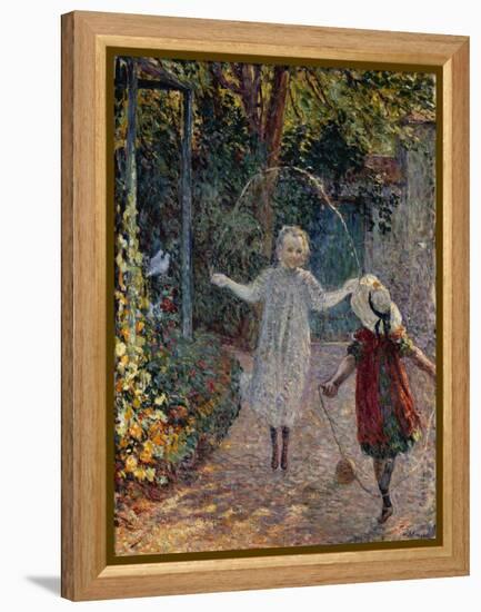 Young Girls Playing in the Garden, Fillettes Jouant Dans Un Jardin-Henri Lebasque-Framed Premier Image Canvas