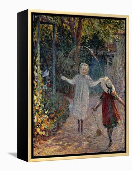 Young Girls Playing in the Garden, Fillettes Jouant Dans Un Jardin-Henri Lebasque-Framed Premier Image Canvas