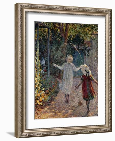 Young Girls Playing in the Garden, Fillettes Jouant Dans Un Jardin-Henri Lebasque-Framed Giclee Print