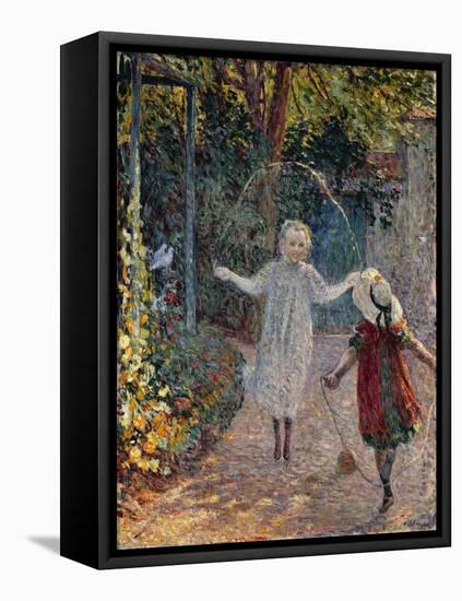 Young Girls Playing in the Garden-Henri Lebasque-Framed Premier Image Canvas