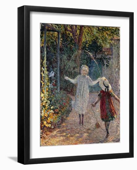 Young Girls Playing in the Garden-Henri Lebasque-Framed Giclee Print