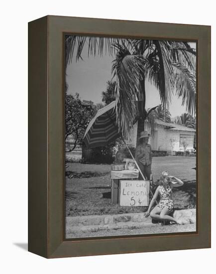 Young Girls Selling Lemonade from a Sidewalk Stand-Nina Leen-Framed Premier Image Canvas