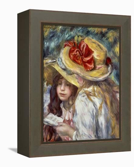 Young Girls with Hats-Pierre-Auguste Renoir-Framed Stretched Canvas