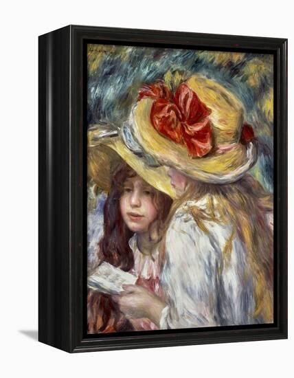 Young Girls with Hats-Pierre-Auguste Renoir-Framed Stretched Canvas