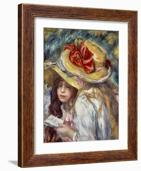 Young Girls with Hats-Pierre-Auguste Renoir-Framed Art Print