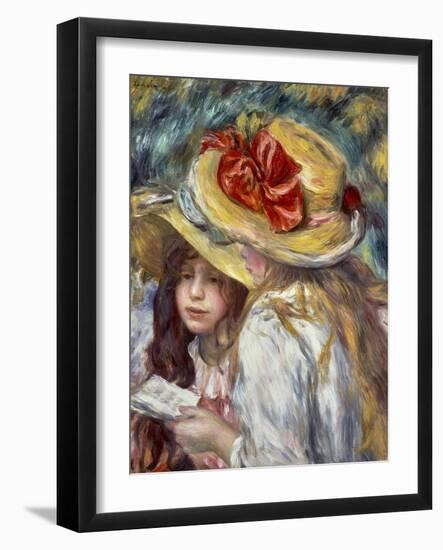 Young Girls with Hats-Pierre-Auguste Renoir-Framed Art Print