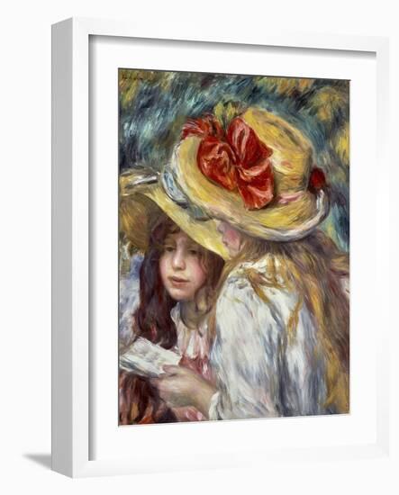 Young Girls with Hats-Pierre-Auguste Renoir-Framed Art Print