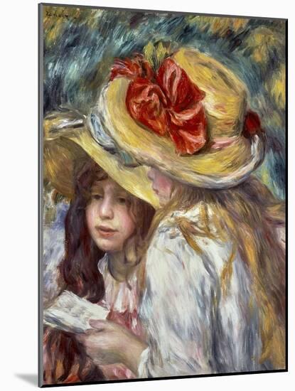 Young Girls with Hats-Pierre-Auguste Renoir-Mounted Art Print