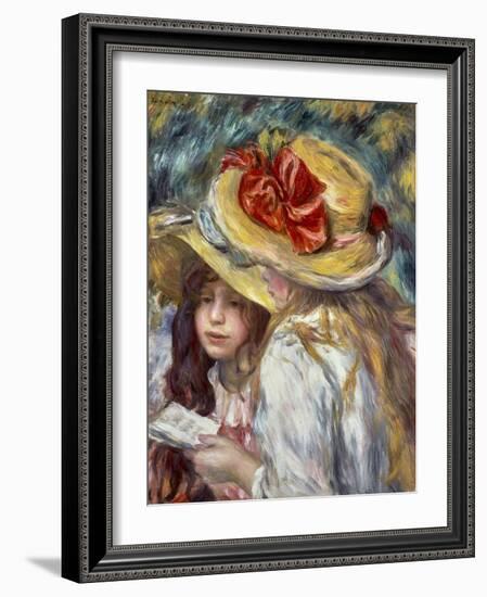 Young Girls with Hats-Pierre-Auguste Renoir-Framed Art Print