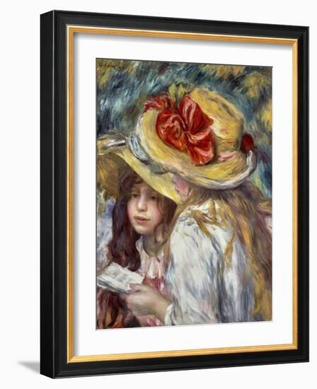 Young Girls with Hats-Pierre-Auguste Renoir-Framed Art Print