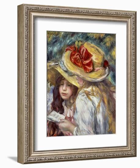 Young Girls with Hats-Pierre-Auguste Renoir-Framed Art Print