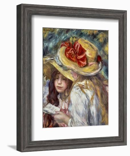 Young Girls with Hats-Pierre-Auguste Renoir-Framed Art Print
