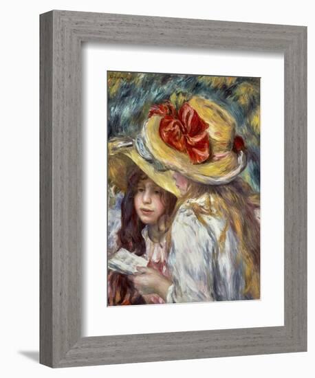 Young Girls with Hats-Pierre-Auguste Renoir-Framed Art Print