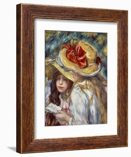 Young Girls with Hats-Pierre-Auguste Renoir-Framed Art Print