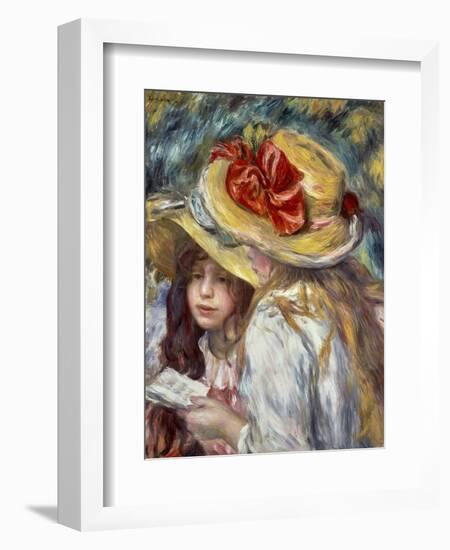 Young Girls with Hats-Pierre-Auguste Renoir-Framed Art Print