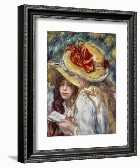 Young Girls with Hats-Pierre-Auguste Renoir-Framed Art Print