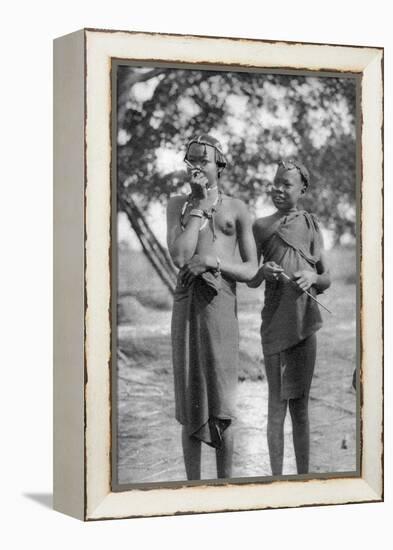 Young Girls with Sticks in their Noses and Lips, Terrakekka to Aweil, Sudan, 1925-Thomas A Glover-Framed Premier Image Canvas