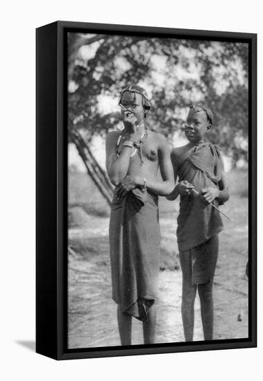 Young Girls with Sticks in their Noses and Lips, Terrakekka to Aweil, Sudan, 1925-Thomas A Glover-Framed Premier Image Canvas