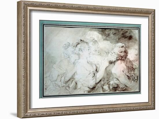 Young Girls Wrestling a Satyre Young Women Having Fun with a Satyre's Beard, 18Th Century (Drawing)-Jean-Honore Fragonard-Framed Giclee Print