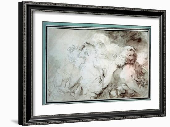 Young Girls Wrestling a Satyre Young Women Having Fun with a Satyre's Beard, 18Th Century (Drawing)-Jean-Honore Fragonard-Framed Giclee Print