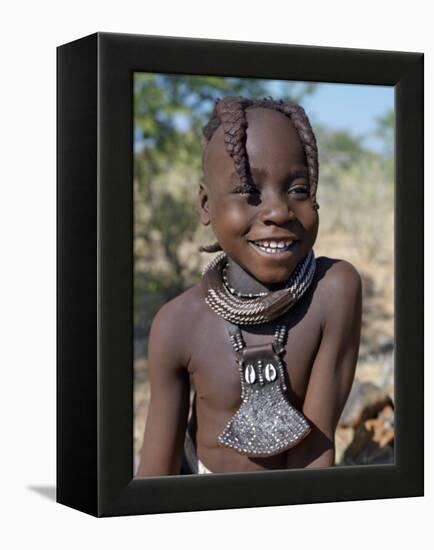 Young Himba Girl, Her Body Lightly Smeared with Mixture of Red Ochre, Butterfat and Herbs, Namibia-Nigel Pavitt-Framed Premier Image Canvas