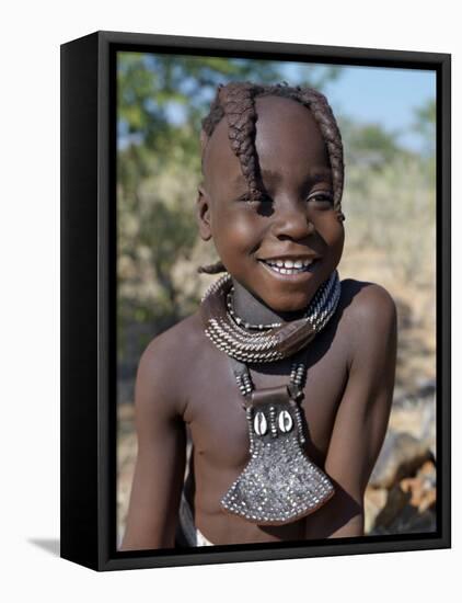 Young Himba Girl, Her Body Lightly Smeared with Mixture of Red Ochre, Butterfat and Herbs, Namibia-Nigel Pavitt-Framed Premier Image Canvas