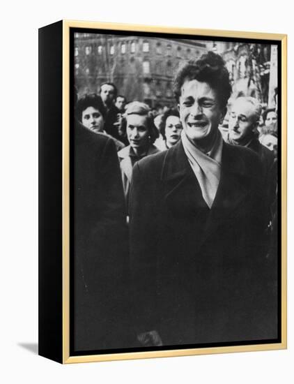 Young Hungarian Singing Patriotic Song in an Effort to Obtain UN Help During Revolution-Michael Rougier-Framed Premier Image Canvas