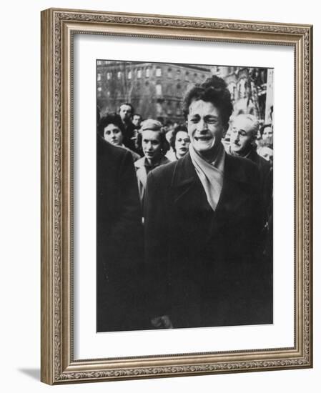 Young Hungarian Singing Patriotic Song in an Effort to Obtain UN Help During Revolution-Michael Rougier-Framed Photographic Print
