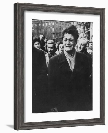 Young Hungarian Singing Patriotic Song in an Effort to Obtain UN Help During Revolution-Michael Rougier-Framed Photographic Print