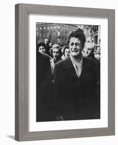 Young Hungarian Singing Patriotic Song in an Effort to Obtain UN Help During Revolution-Michael Rougier-Framed Photographic Print