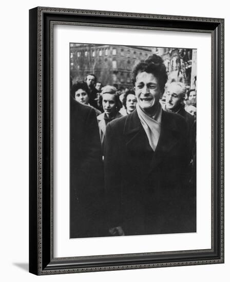 Young Hungarian Singing Patriotic Song in an Effort to Obtain UN Help During Revolution-Michael Rougier-Framed Photographic Print