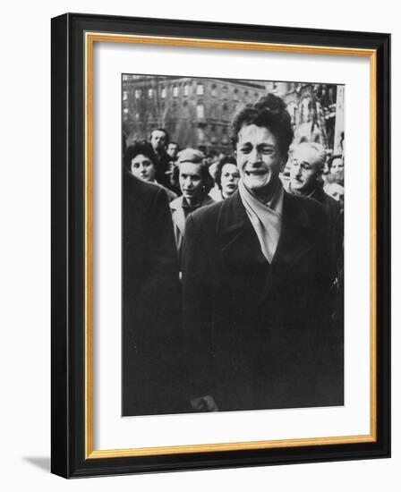 Young Hungarian Singing Patriotic Song in an Effort to Obtain UN Help During Revolution-Michael Rougier-Framed Photographic Print
