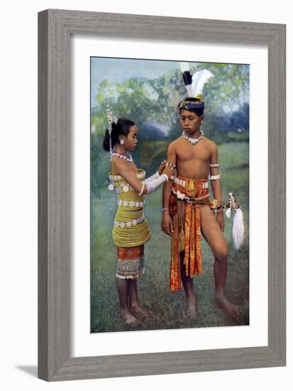 Young Iban or Sea Dayaks People in Gala Attire, Borneo, 1922-Charles Hose-Framed Giclee Print