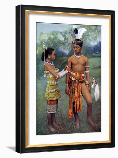 Young Iban or Sea Dayaks People in Gala Attire, Borneo, 1922-Charles Hose-Framed Giclee Print