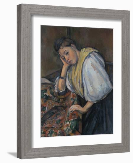 Young Italian Woman at a Table, C.1895-1900-Paul Cézanne-Framed Giclee Print