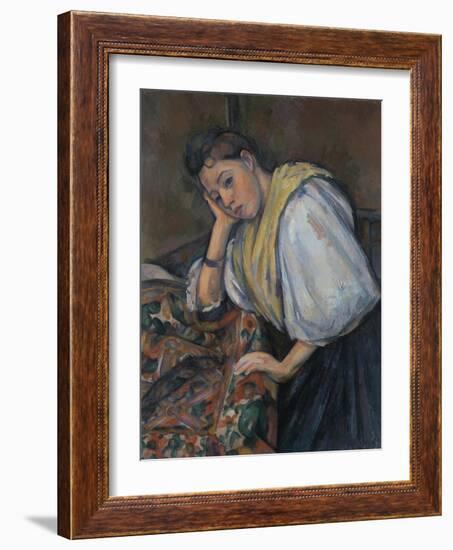 Young Italian Woman at a Table, C.1895-1900-Paul Cézanne-Framed Giclee Print