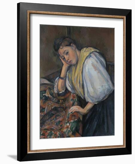 Young Italian Woman at a Table, C.1895-1900-Paul Cézanne-Framed Giclee Print