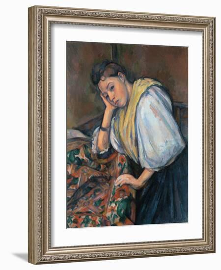 Young Italian Woman at a Table-Paul Cézanne-Framed Giclee Print