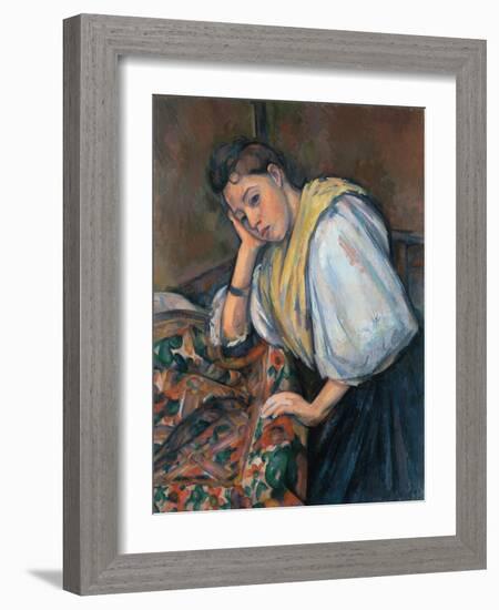 Young Italian Woman at a Table-Paul Cézanne-Framed Giclee Print