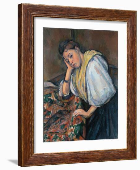 Young Italian Woman at a Table-Paul Cézanne-Framed Giclee Print