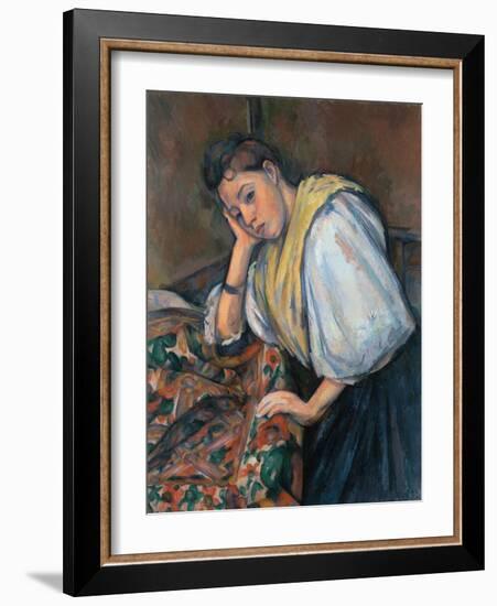 Young Italian Woman at a Table-Paul Cézanne-Framed Giclee Print