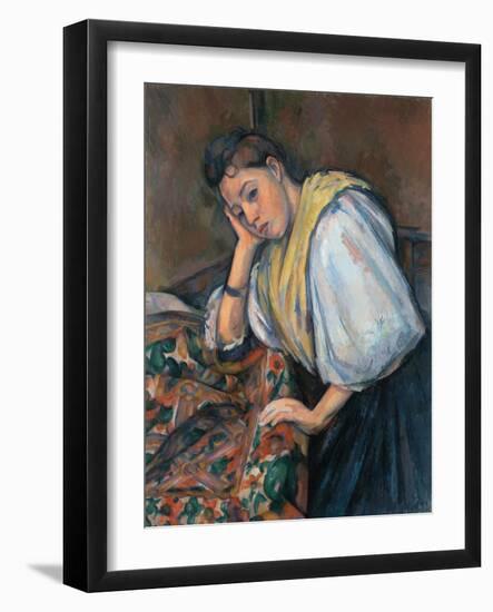 Young Italian Woman at a Table-Paul Cézanne-Framed Giclee Print