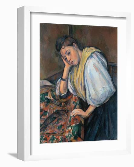 Young Italian Woman at a Table-Paul Cézanne-Framed Giclee Print