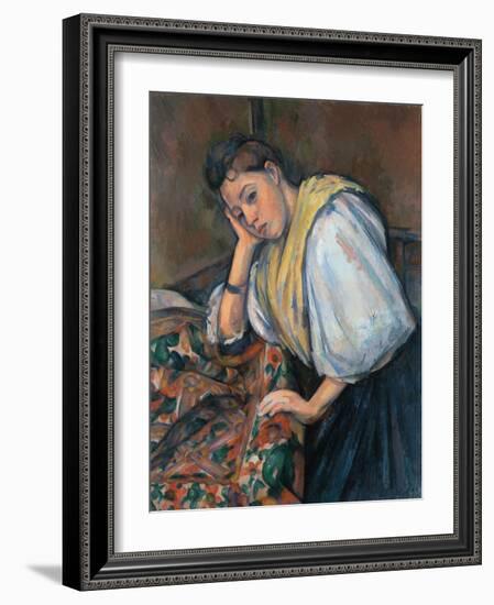 Young Italian Woman at a Table-Paul Cézanne-Framed Giclee Print