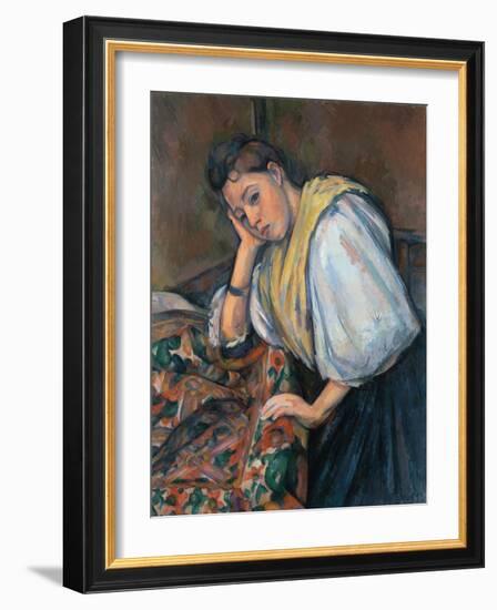 Young Italian Woman at a Table-Paul Cézanne-Framed Giclee Print