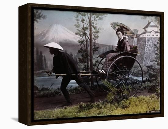 Young Japanese Woman in a Rickshaw, C.1890 (Coloured Photo)-Kusakabe Kimbei-Framed Premier Image Canvas